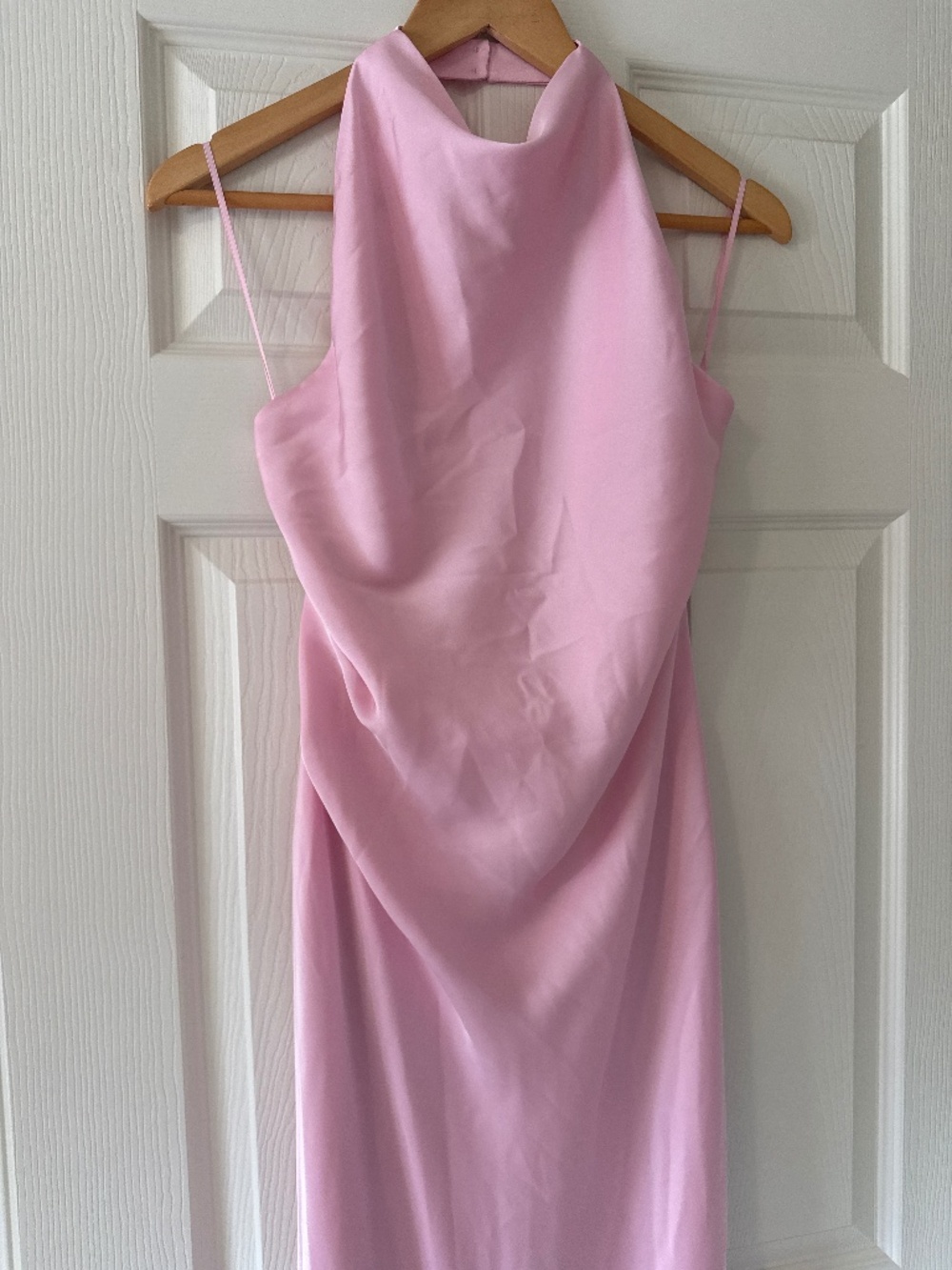 Babaton audience backless halter maxi pink dress